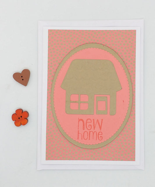 New Home Card - Polka Dot Background