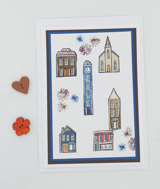 New Home Card - Tall Houses - Choice of 2 Colours
