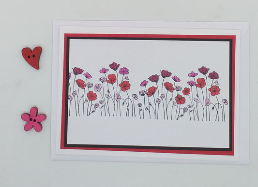 Poppies in a Row Card