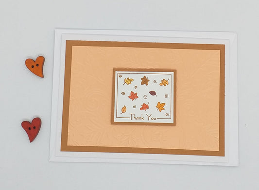 Thank You Autumn Leaves Card - Choice of 2 Colours