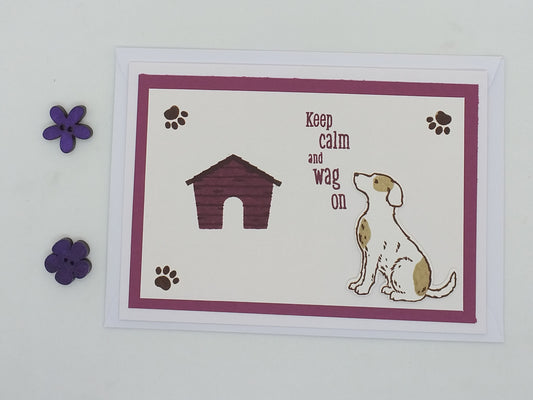 Keep Calm and Wag On Card - Maroon